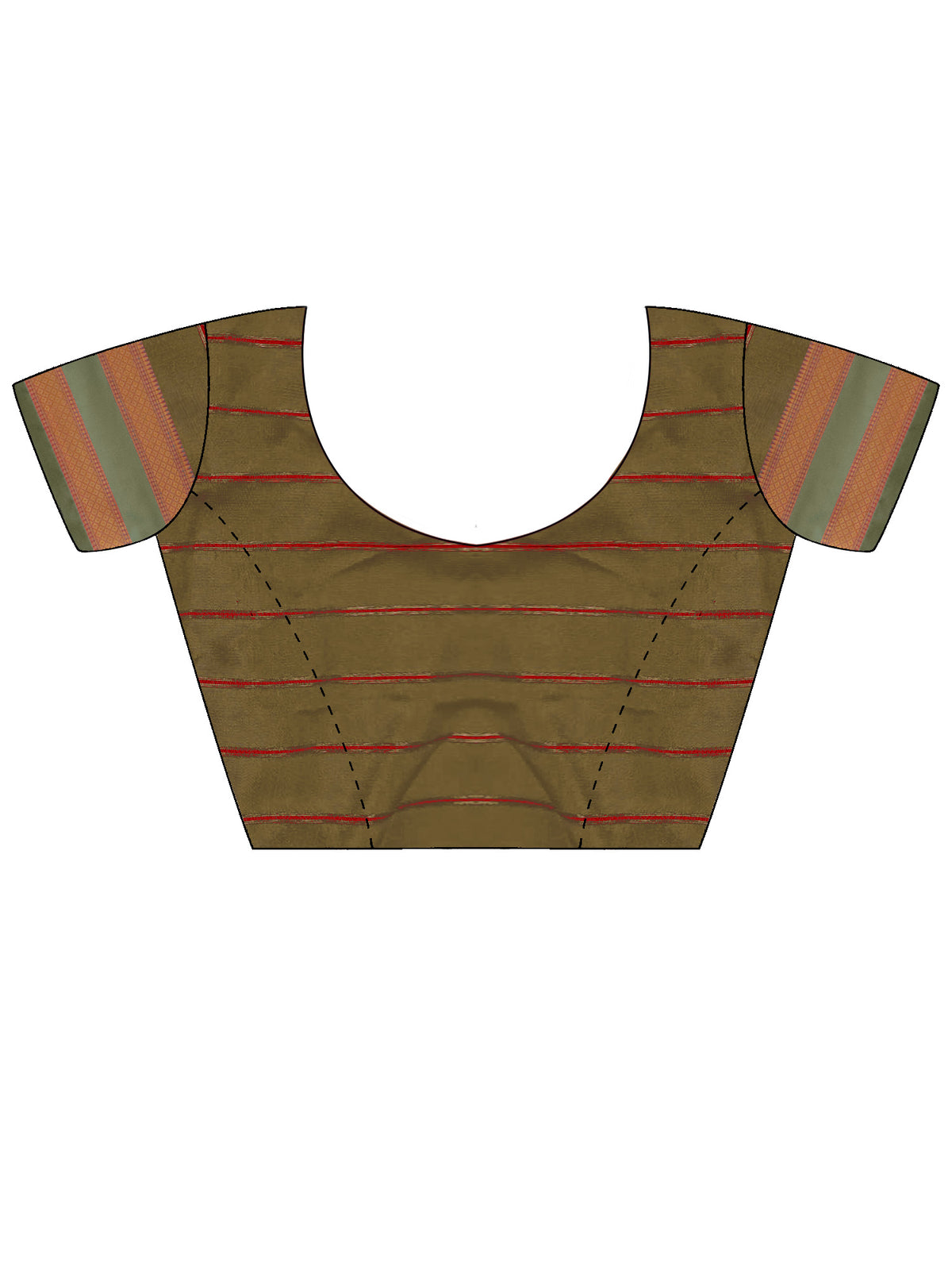 Unstitched light green soft silk blouse piece with striped design