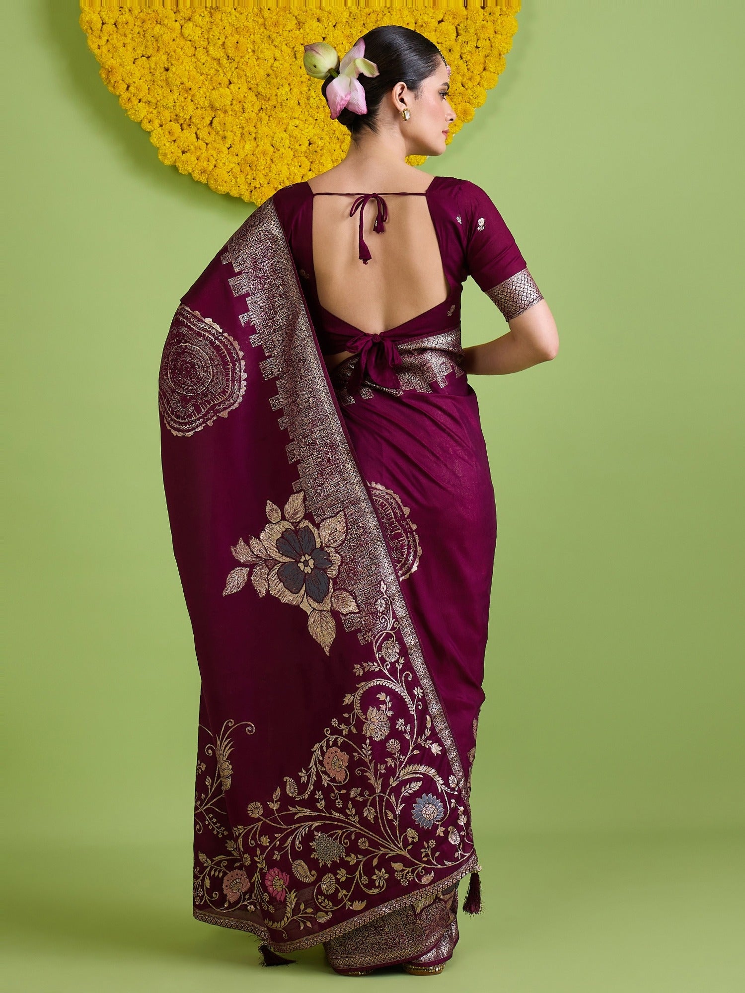Wine Silk Blend saree – detail view 2