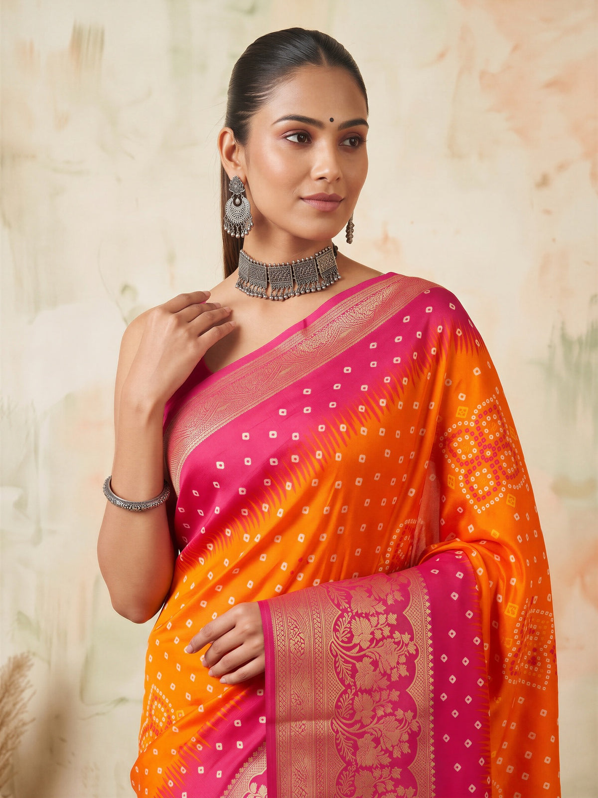 Orange Dola Silk saree – detail view 4