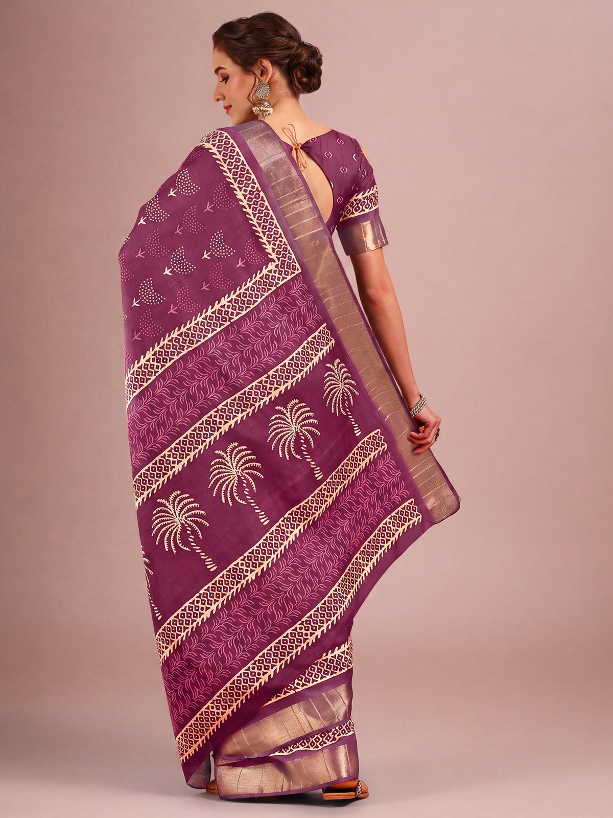 Purple Cotton Silk saree – detail view 1
