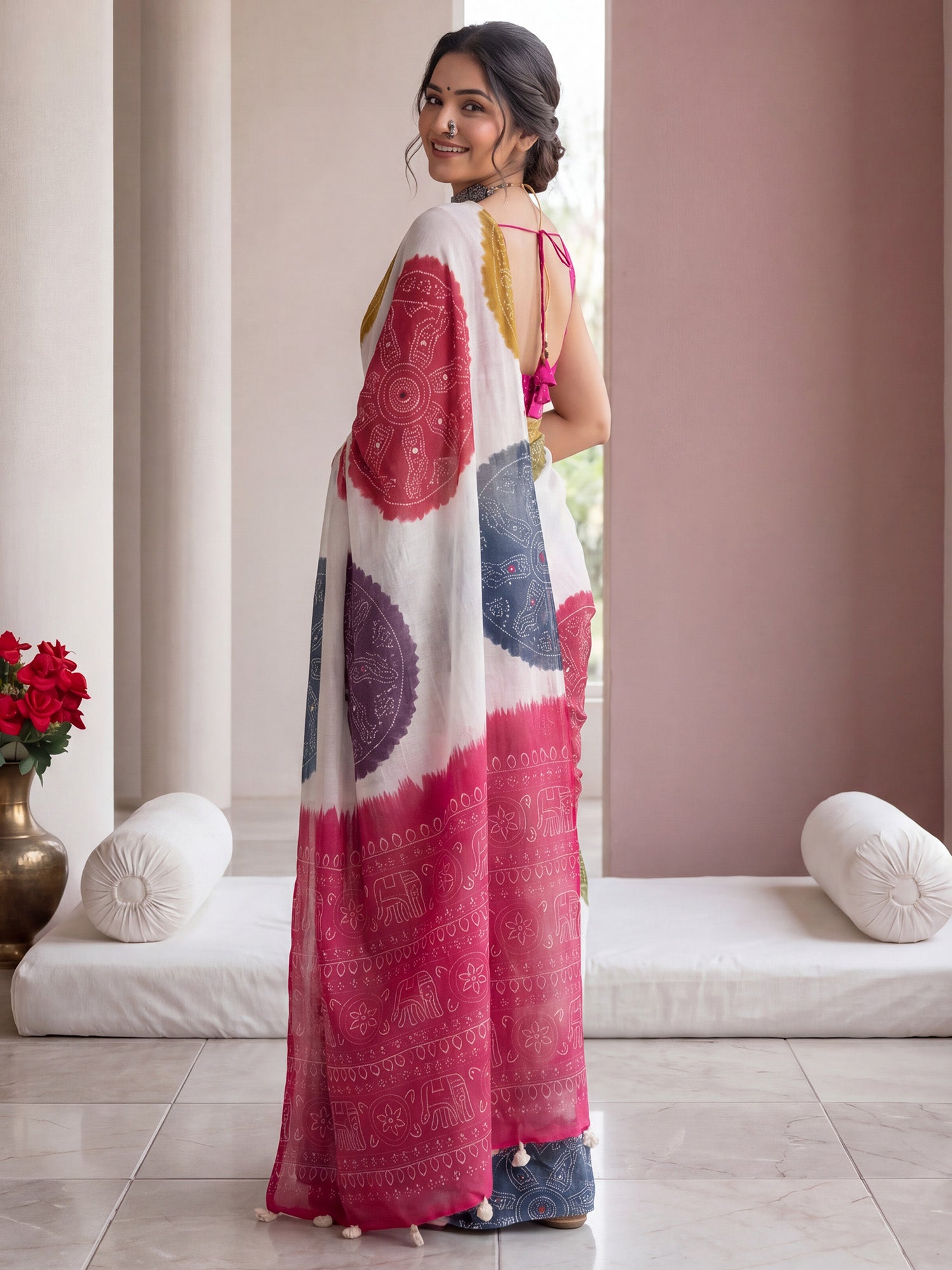 Off White Linen saree – detail view 1