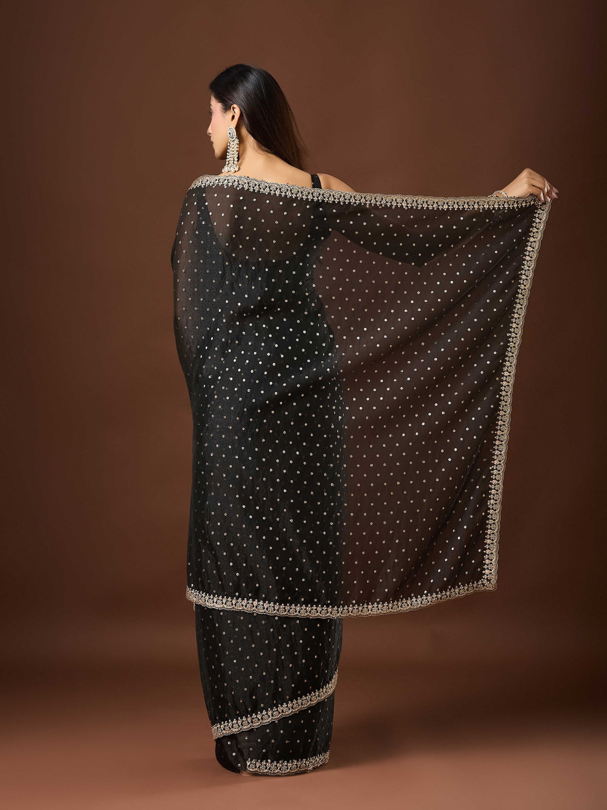 Black Georgette saree – detail view 6