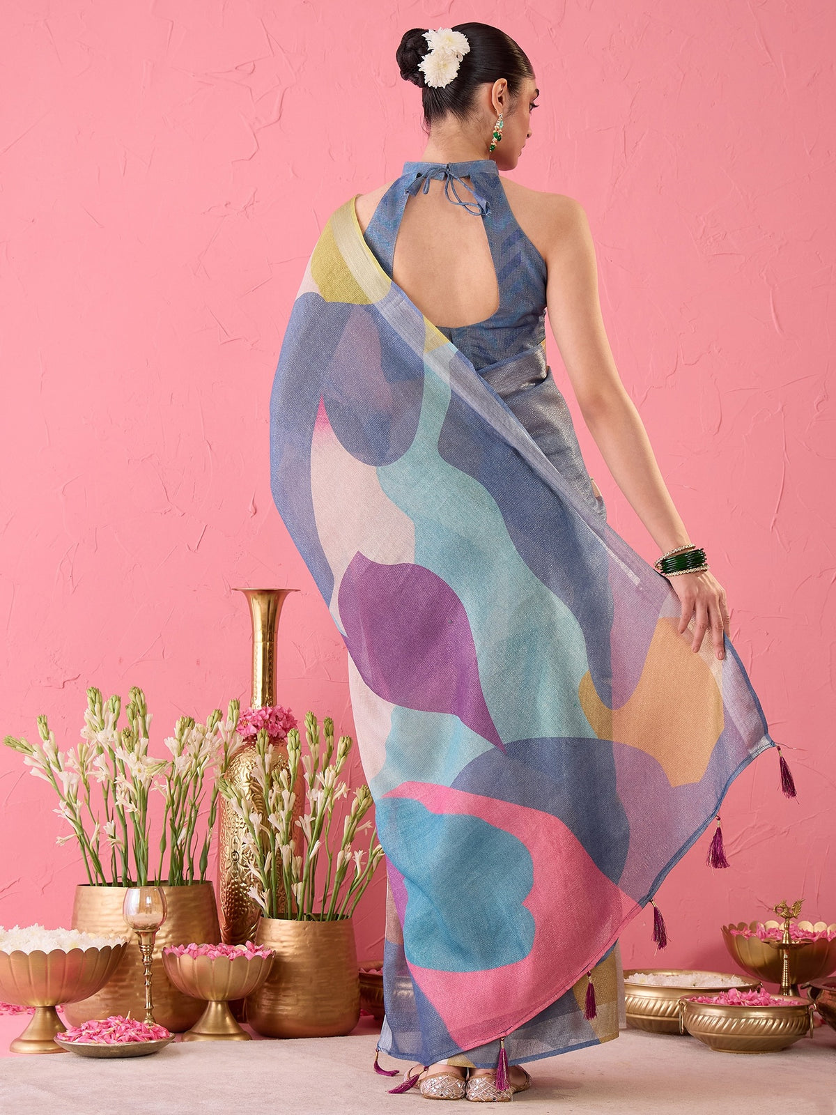 Multicolored Cotton Silk saree – detail view 1