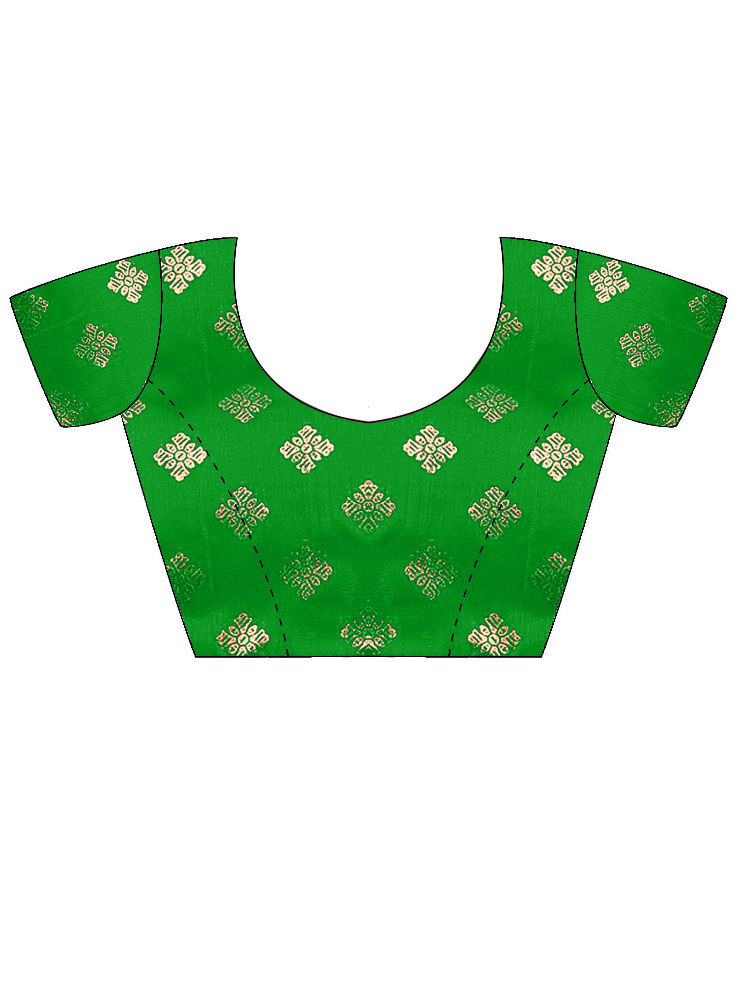 Unstitched green cotton blend blouse piece with ethnic motif design
