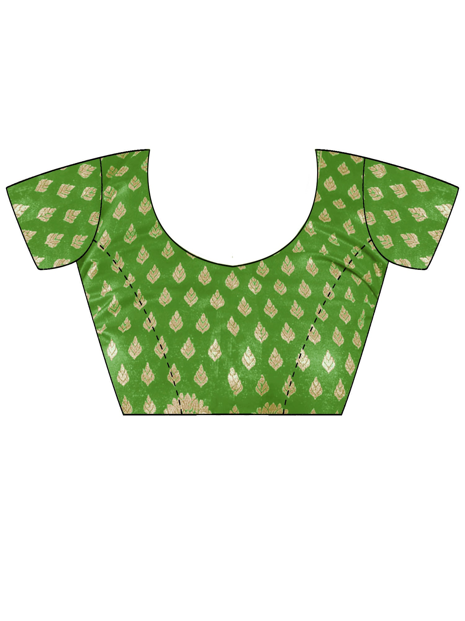 Unstitched light green silk blend blouse piece with ethnic motif design