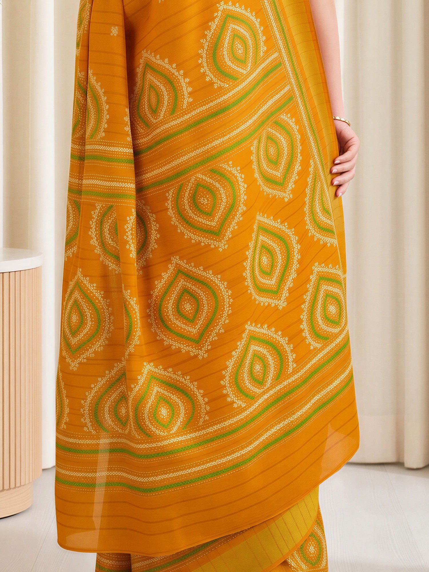 Mustard Silk Blend saree – detail view 5