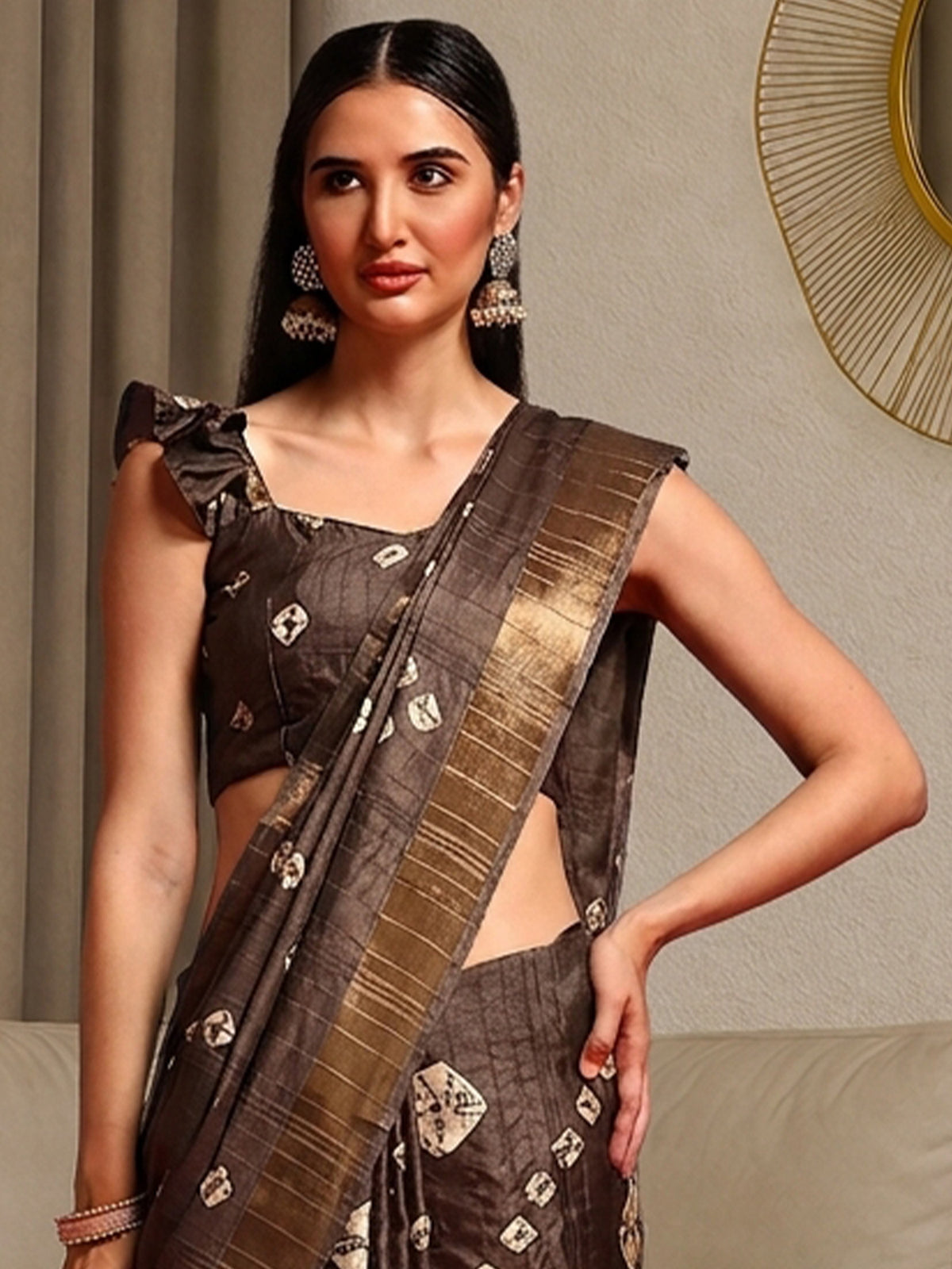 Brown Silk Blend saree – detail view 4