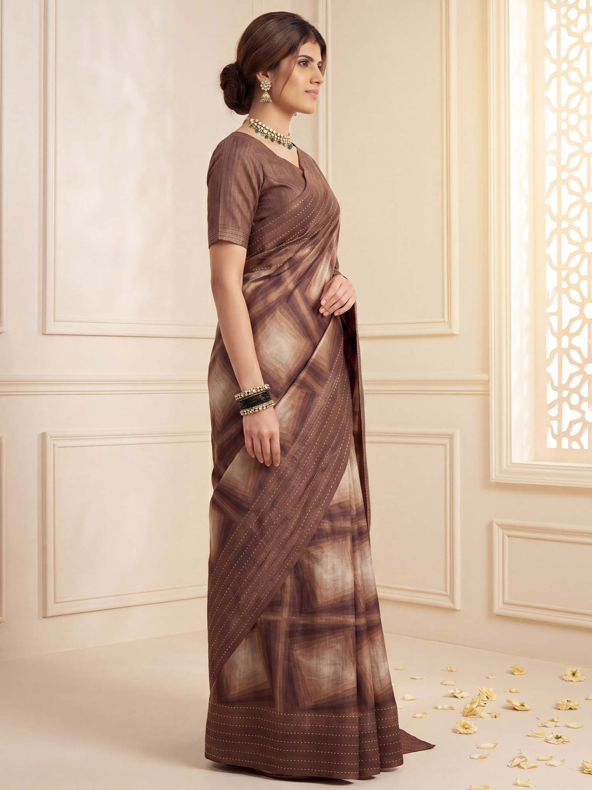 Camel Brown Cotton Silk saree – detail view 2