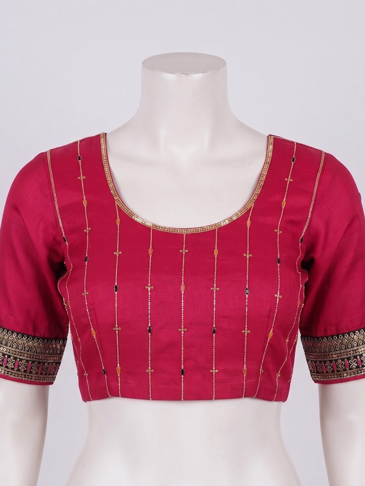 Teal Blue Vichitra Silk saree – detail view 1