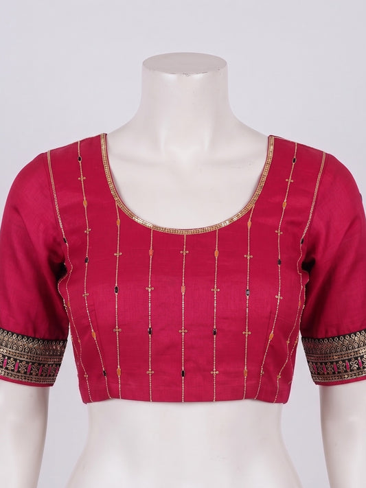 Teal Blue Vichitra Silk saree – detail view 1