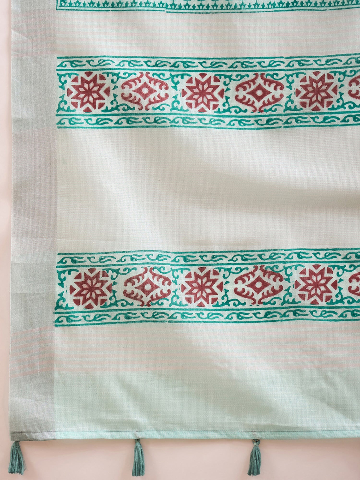 Mint Green Linen saree – detail view 5