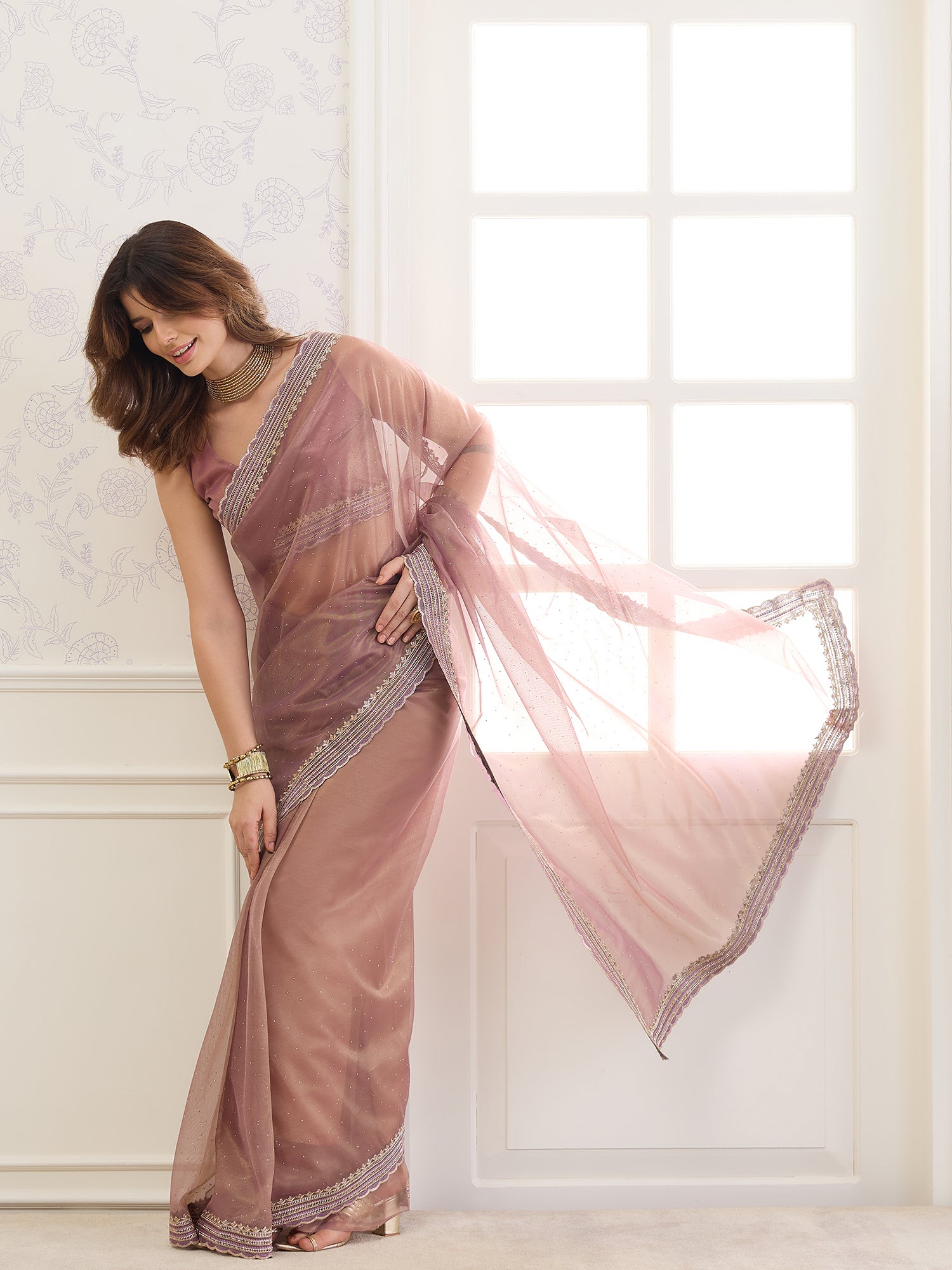 Rose Gold Net saree – detail view 3