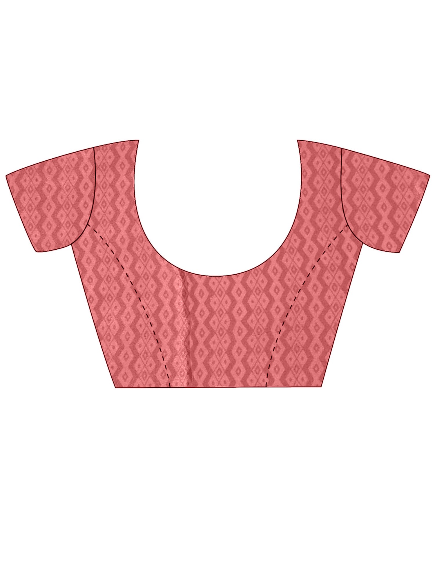 Unstitched peach crepe blouse piece with geometric design