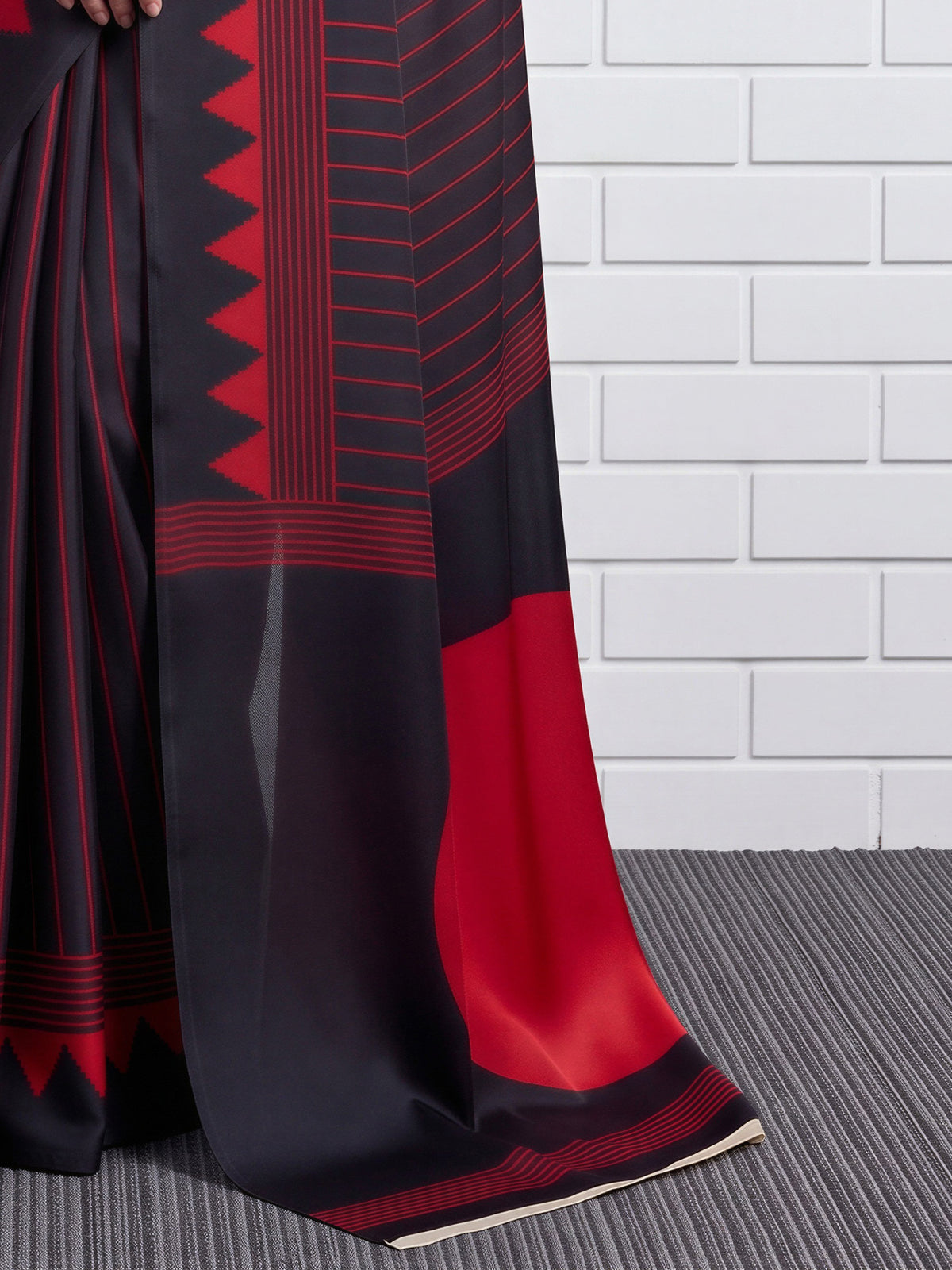 Black Satin saree – detail view 5