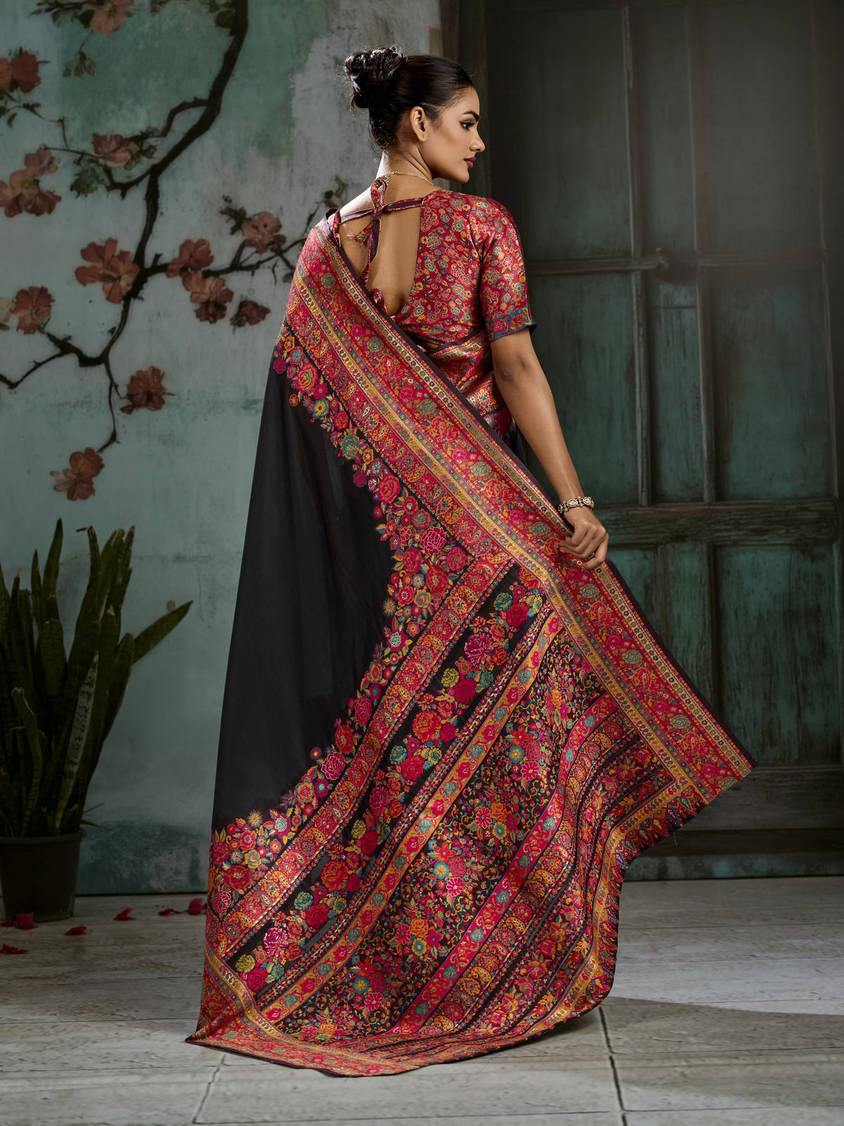 Black cotton saree view 3