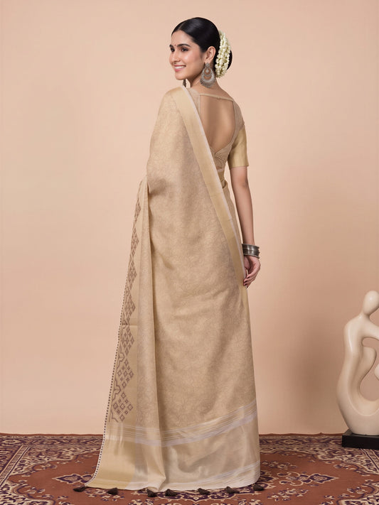 Cream Tissue saree – detail view 1