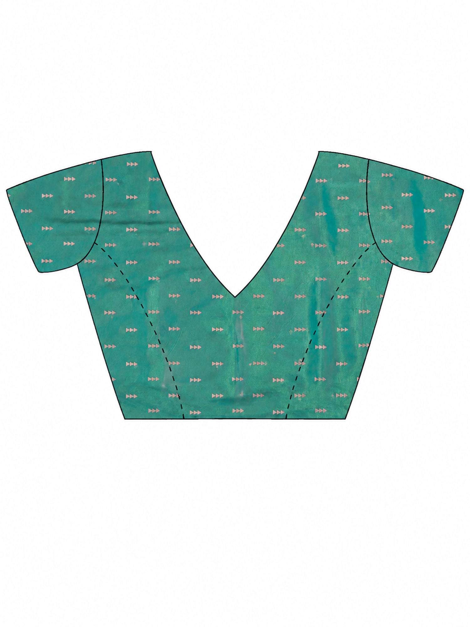 Unstitched teal green silk blend blouse piece with zari butta design
