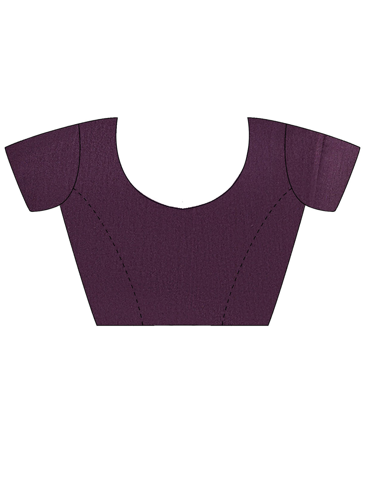 Unstitched purple silk blend blouse piece with kalamkari design