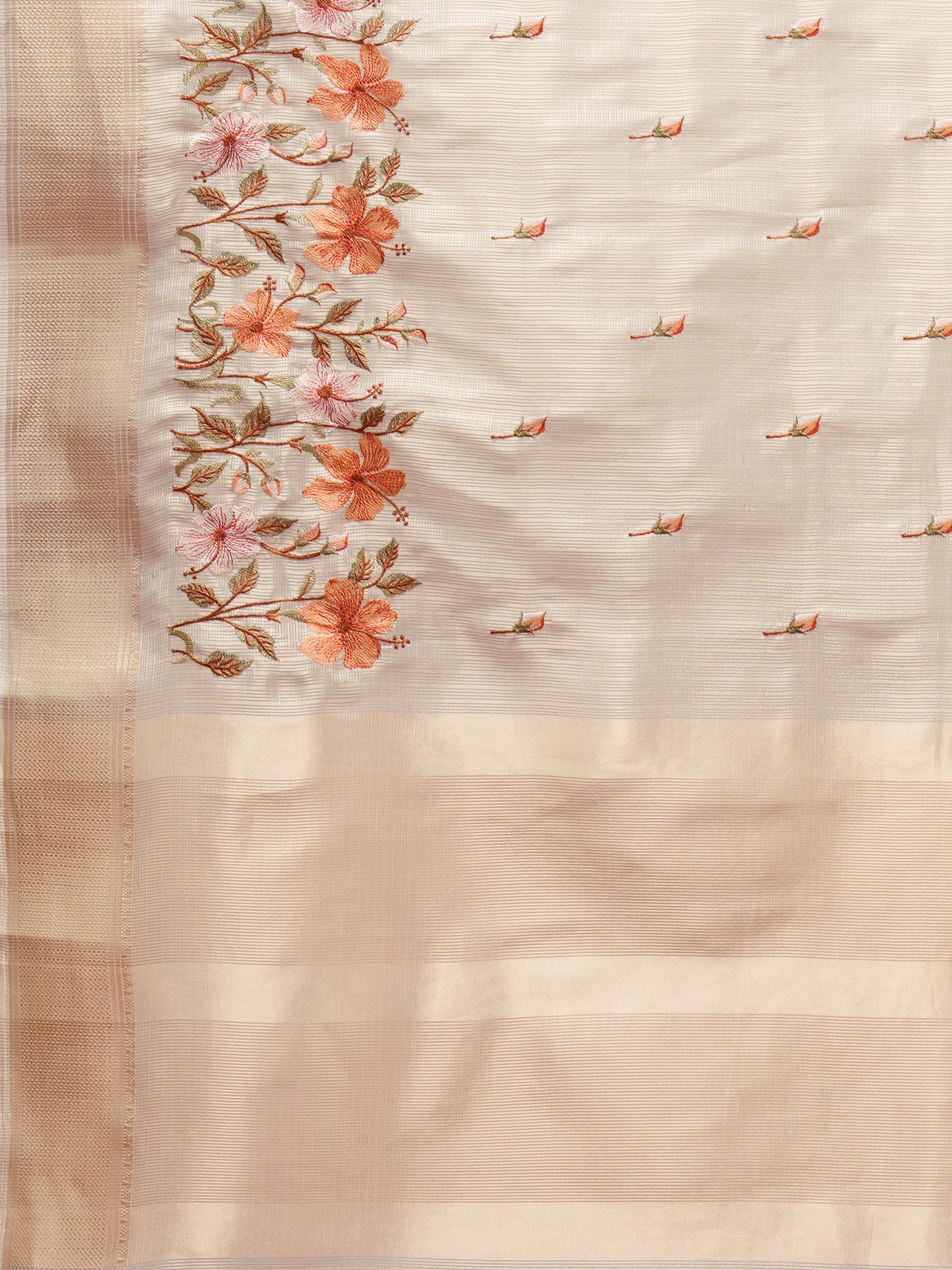 Beige Silk Blend saree – detail view 4