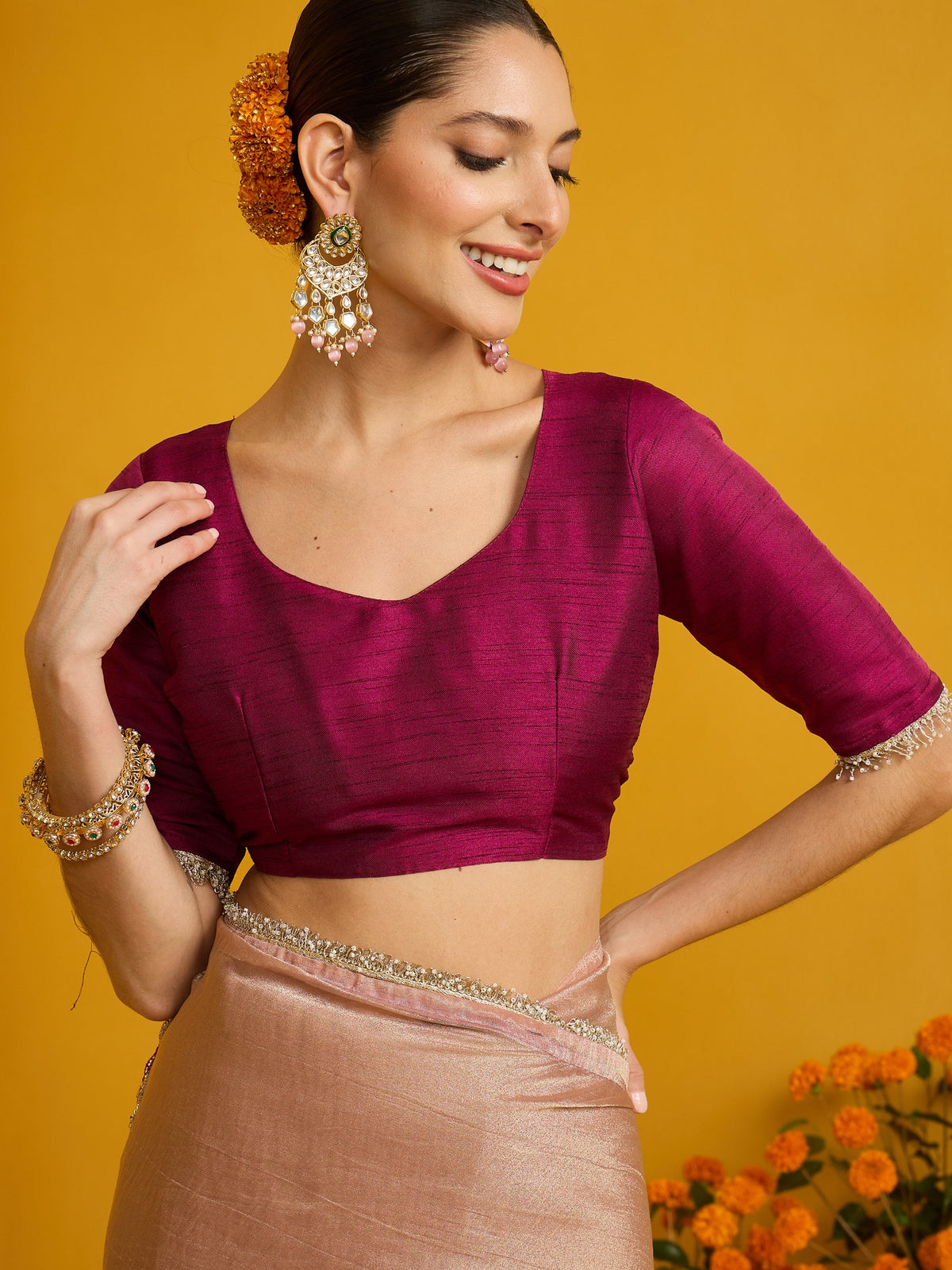 Rose Gold Tissue saree – detail view 5