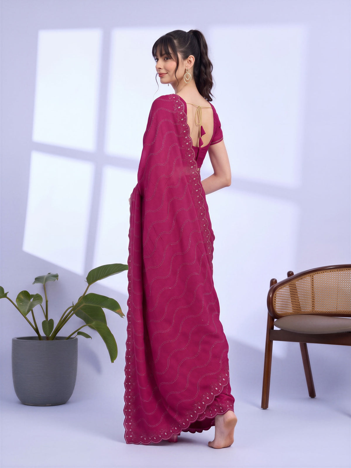 Pink Tissue saree – detail view 1