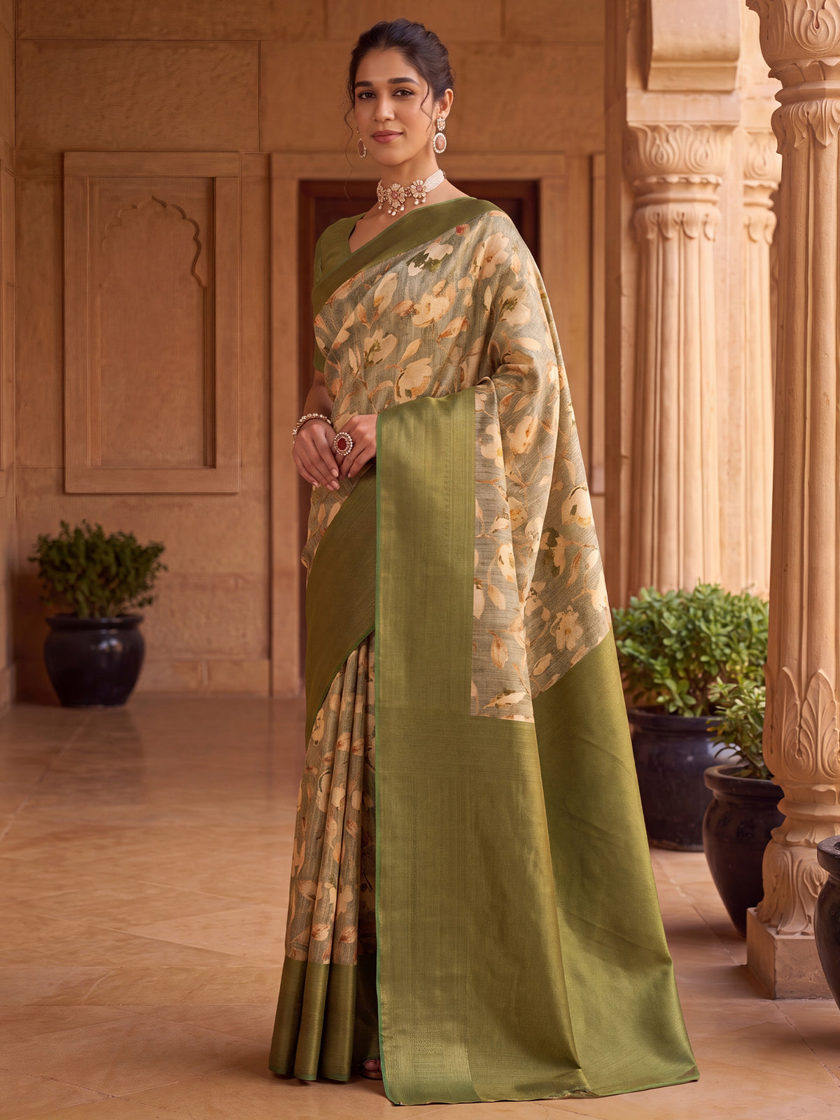 Light Green Silk Blend saree – detail view 2