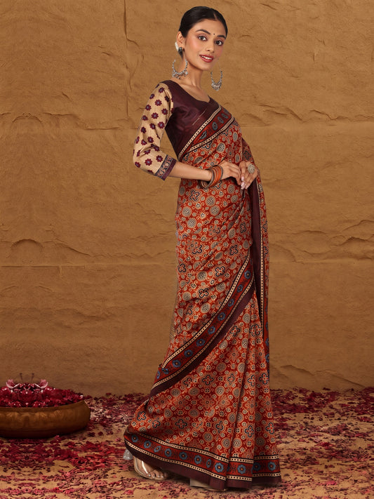 Rust Silk Blend saree – detail view 1