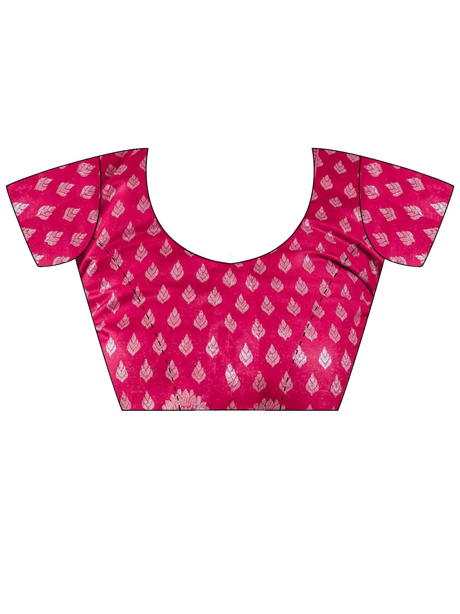 Unstitched pink silk blend blouse piece with ethnic motif design