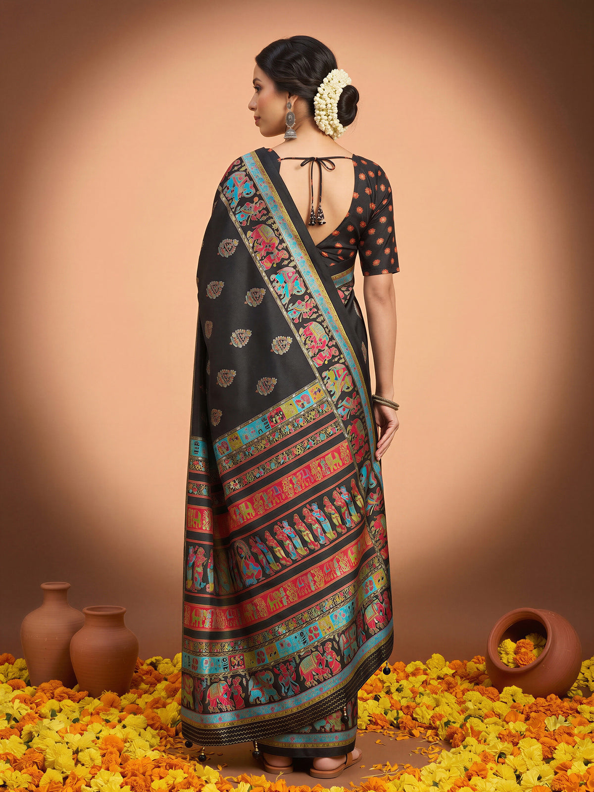 Black Silk Blend saree – detail view 1