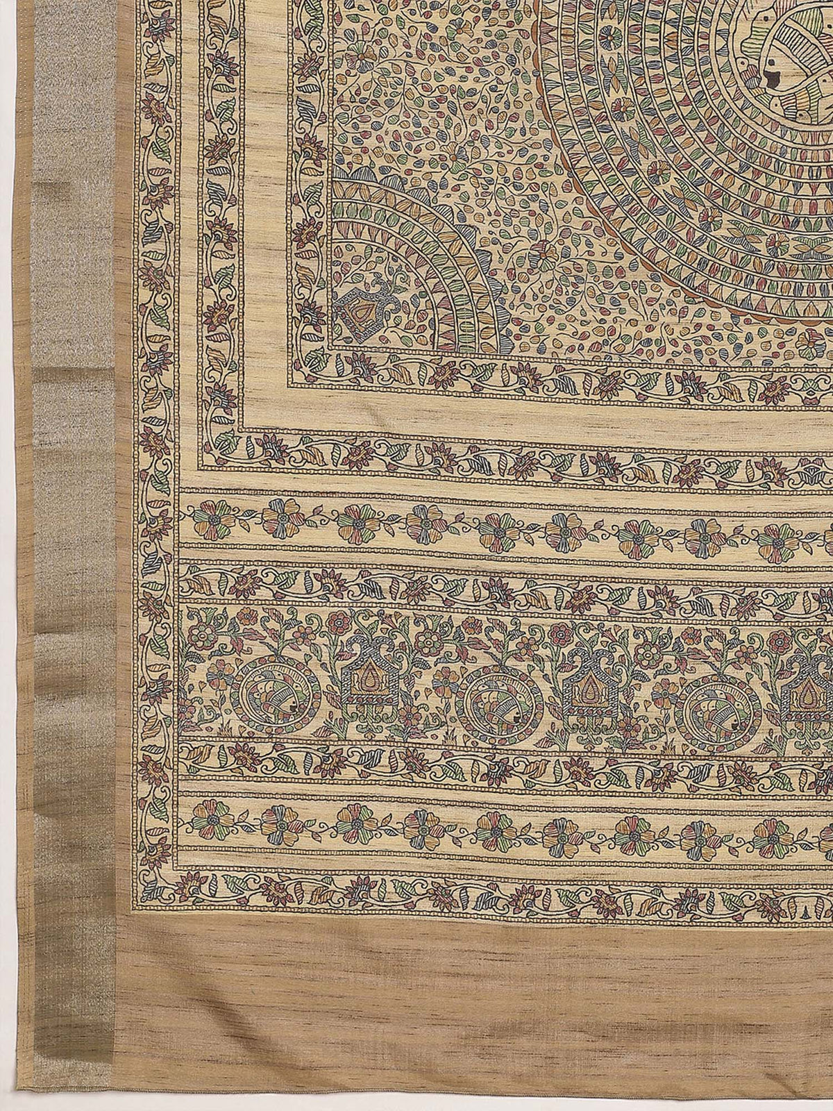 Beige Satin Silk saree – detail view 5