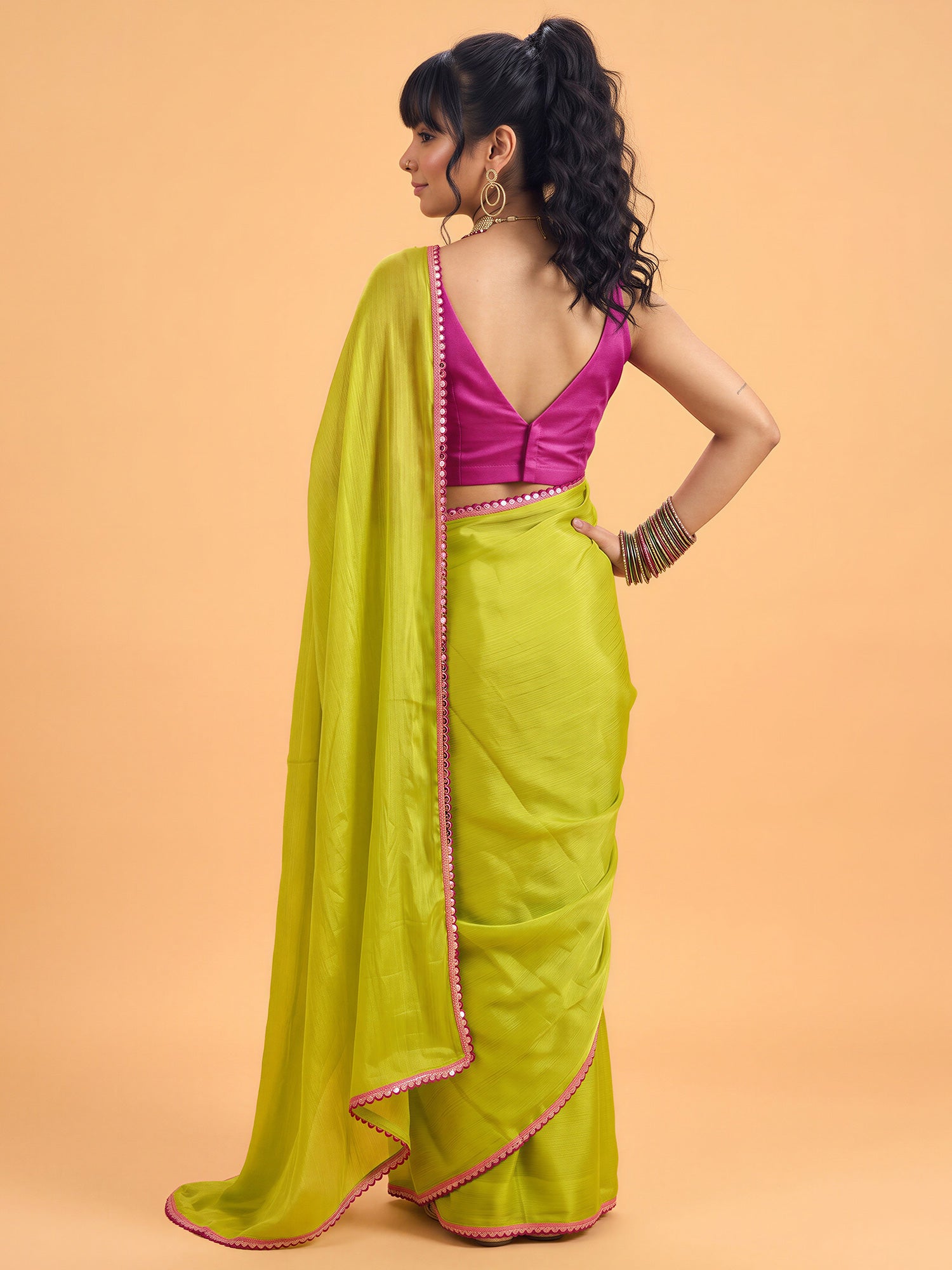 Olive Silk saree – detail view 1