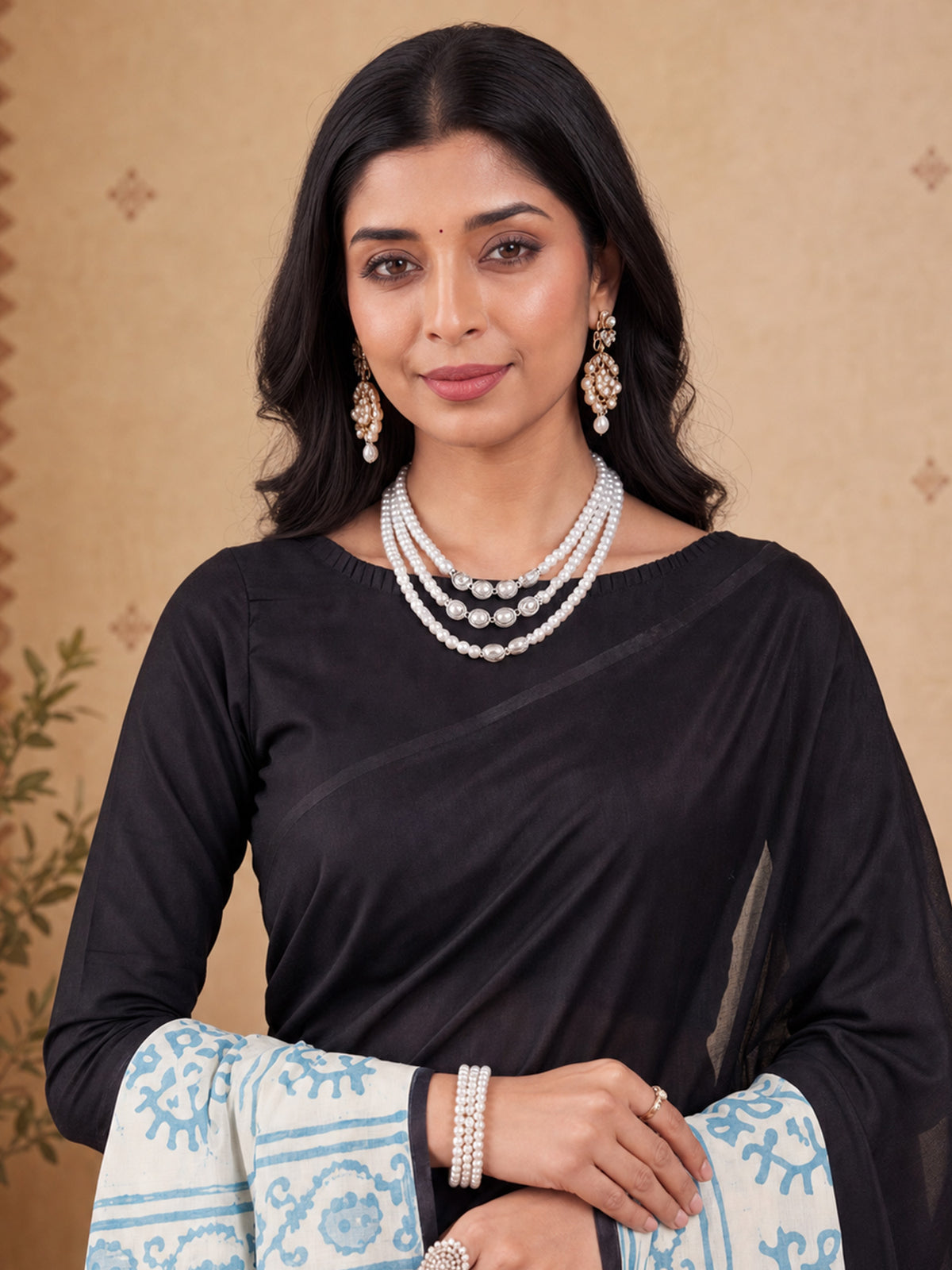 Black Bhagalpuri Silk saree – detail view 4