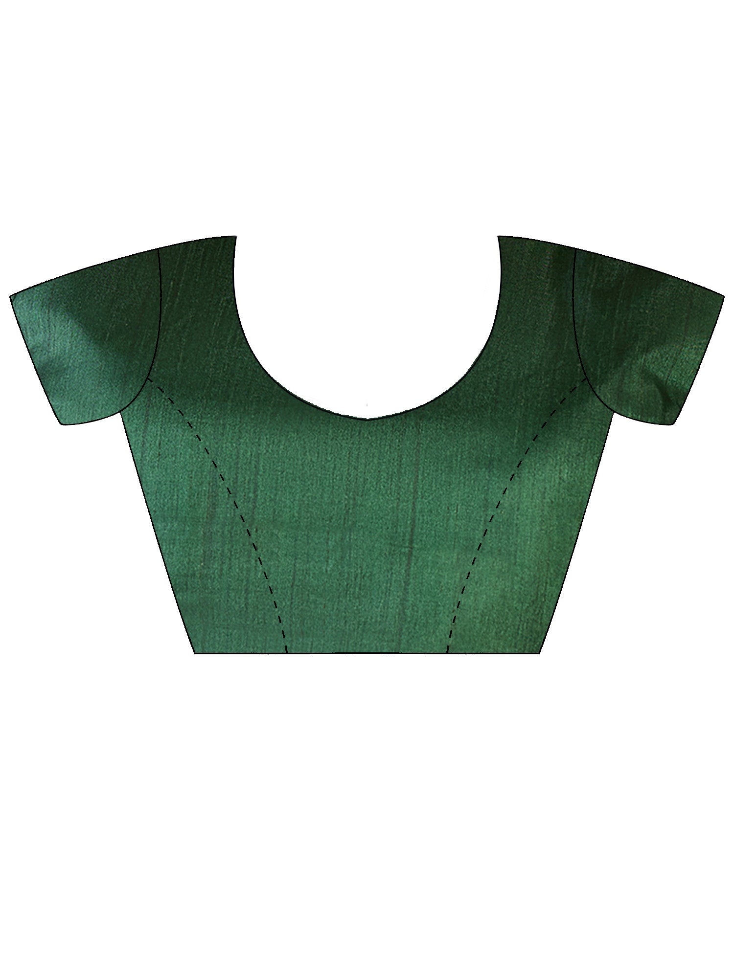 Unstitched green silk blend blouse piece with ethnic motif design