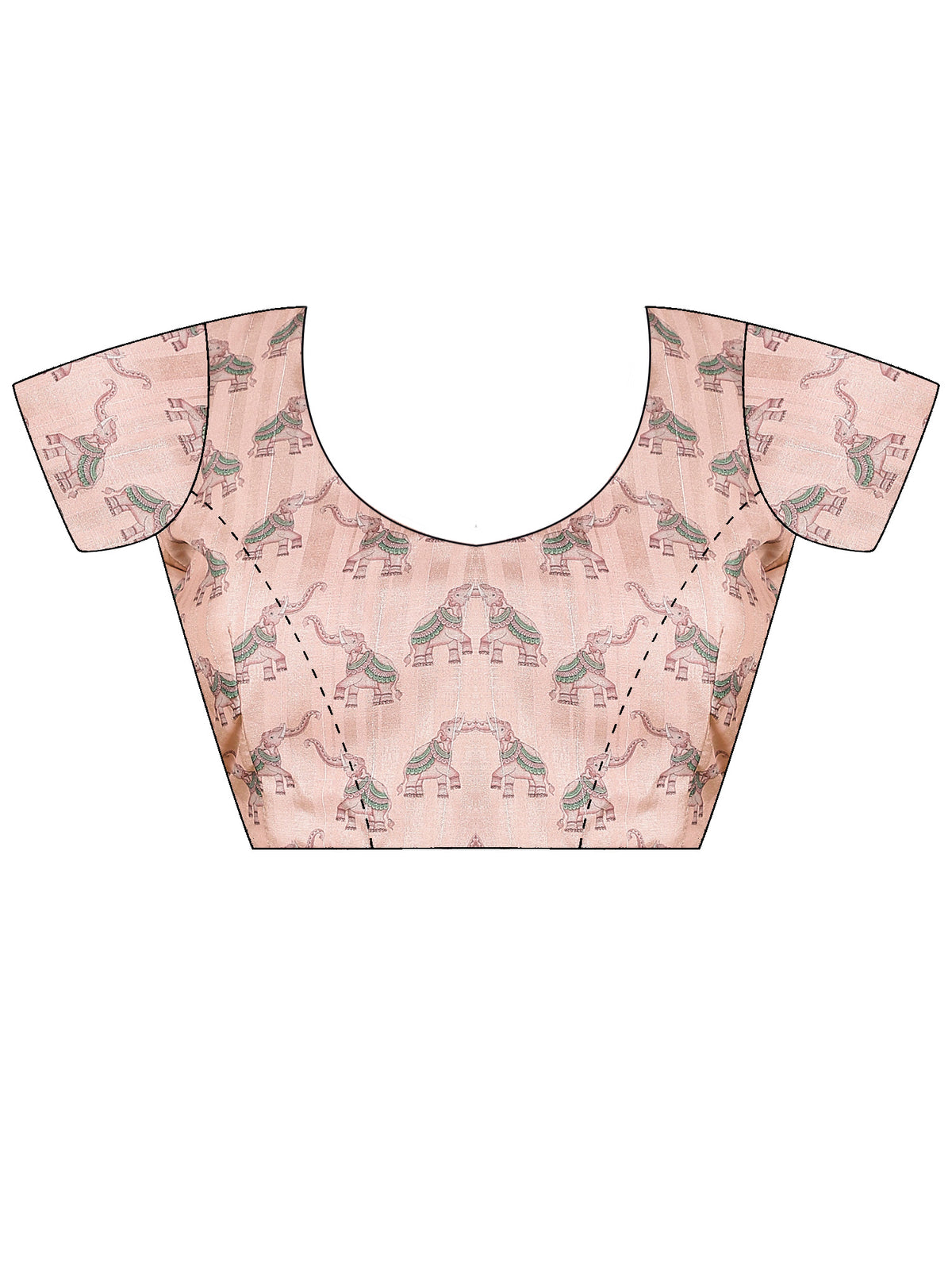 Unstitched pink silk blend blouse piece with ethnic motif design