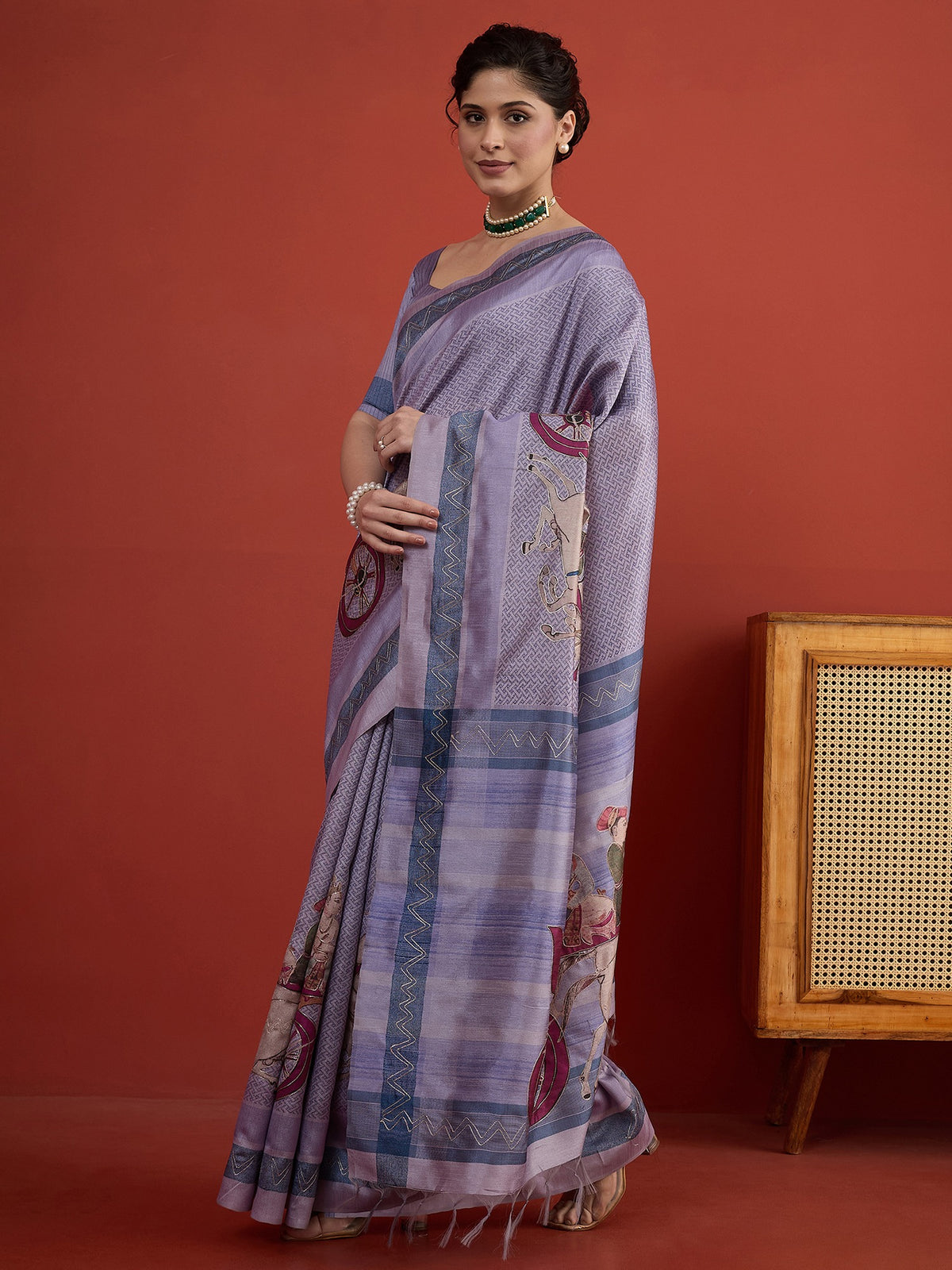 Light Blue art silk saree view 4