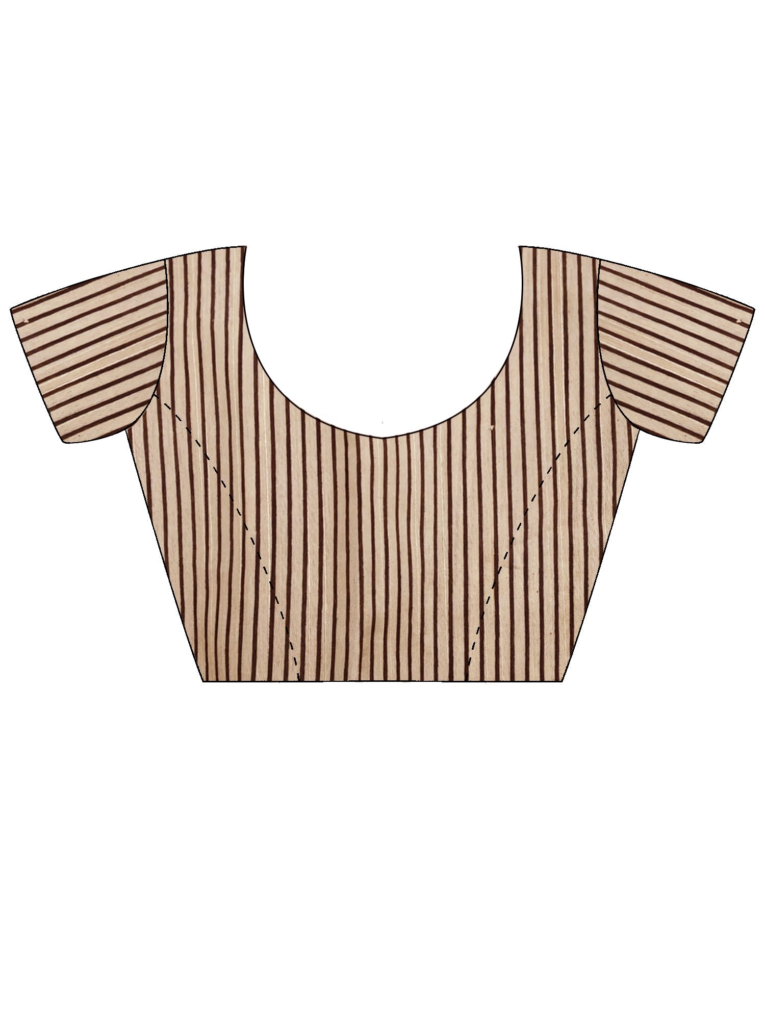 Unstitched beige bhagalpuri silk blouse piece with striped design