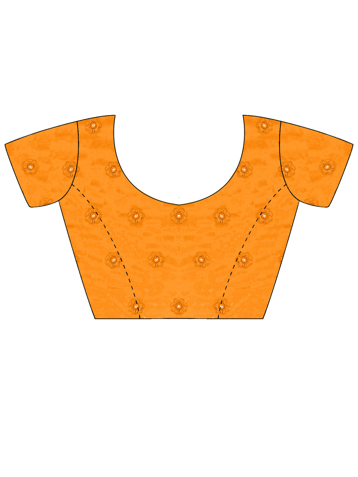 Unstitched orange georgette blouse piece with embroidered design