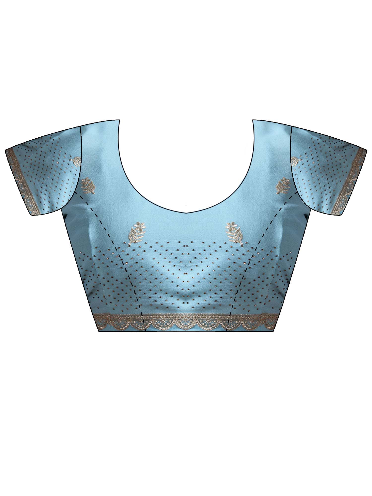 Unstitched light blue georgette blouse piece with embellished design