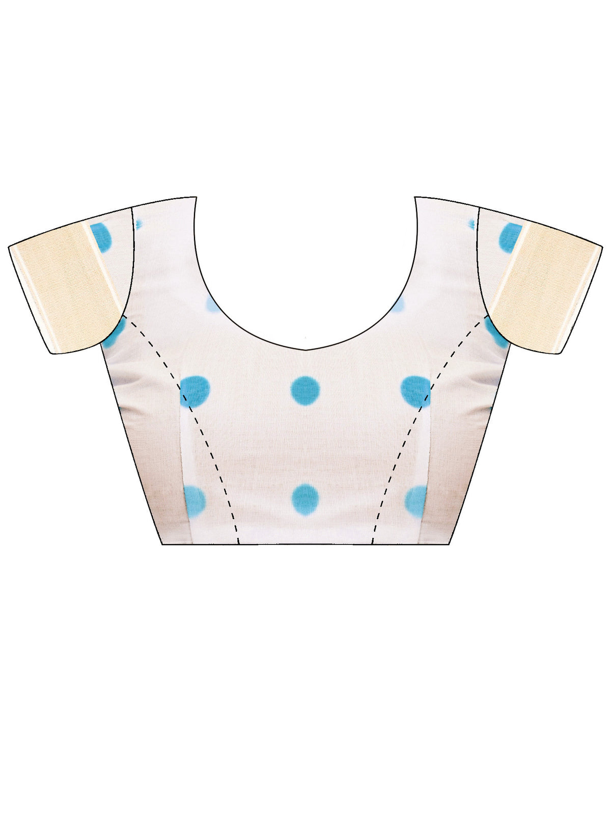 Unstitched white linen blouse piece with ethnic motif design