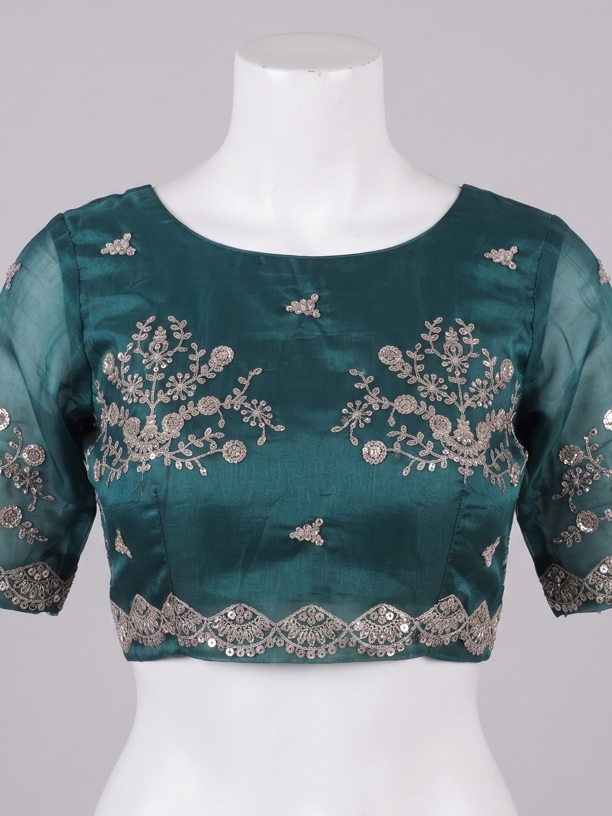 Green Tissue saree – detail view 1