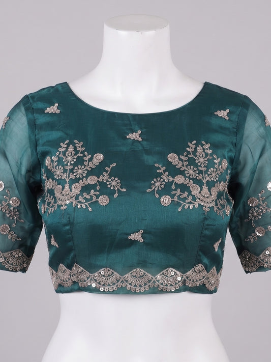 Green Tissue saree – detail view 1
