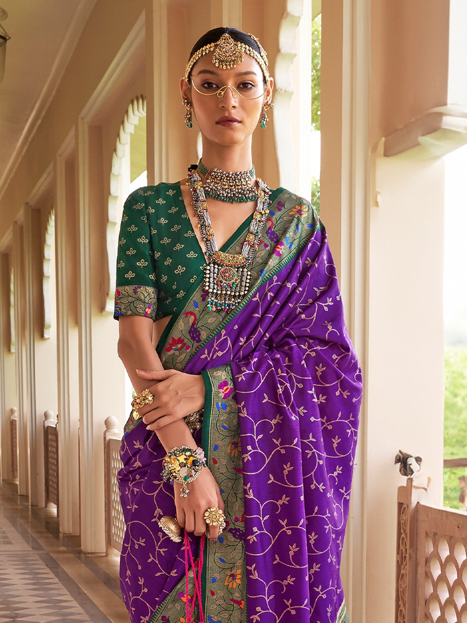 Purple Silk Blend saree – detail view 3