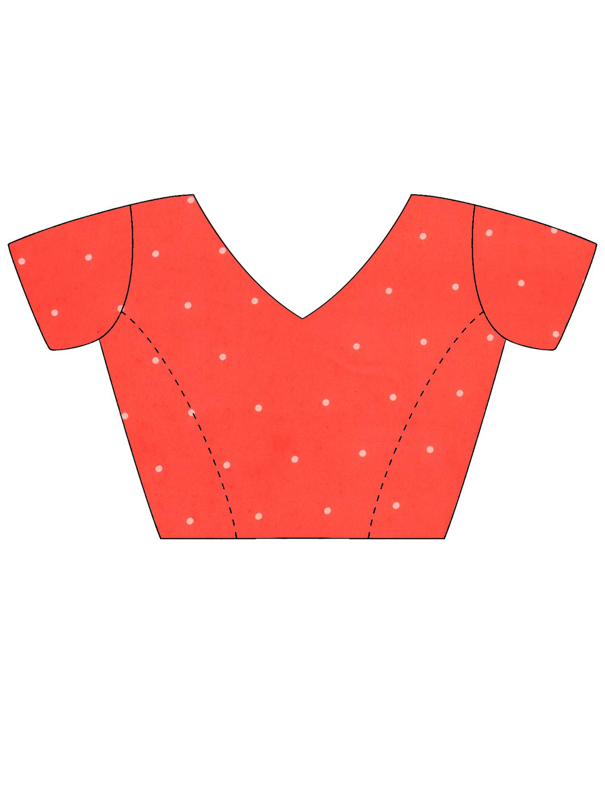Unstitched orange georgette blouse piece with polka dot design
