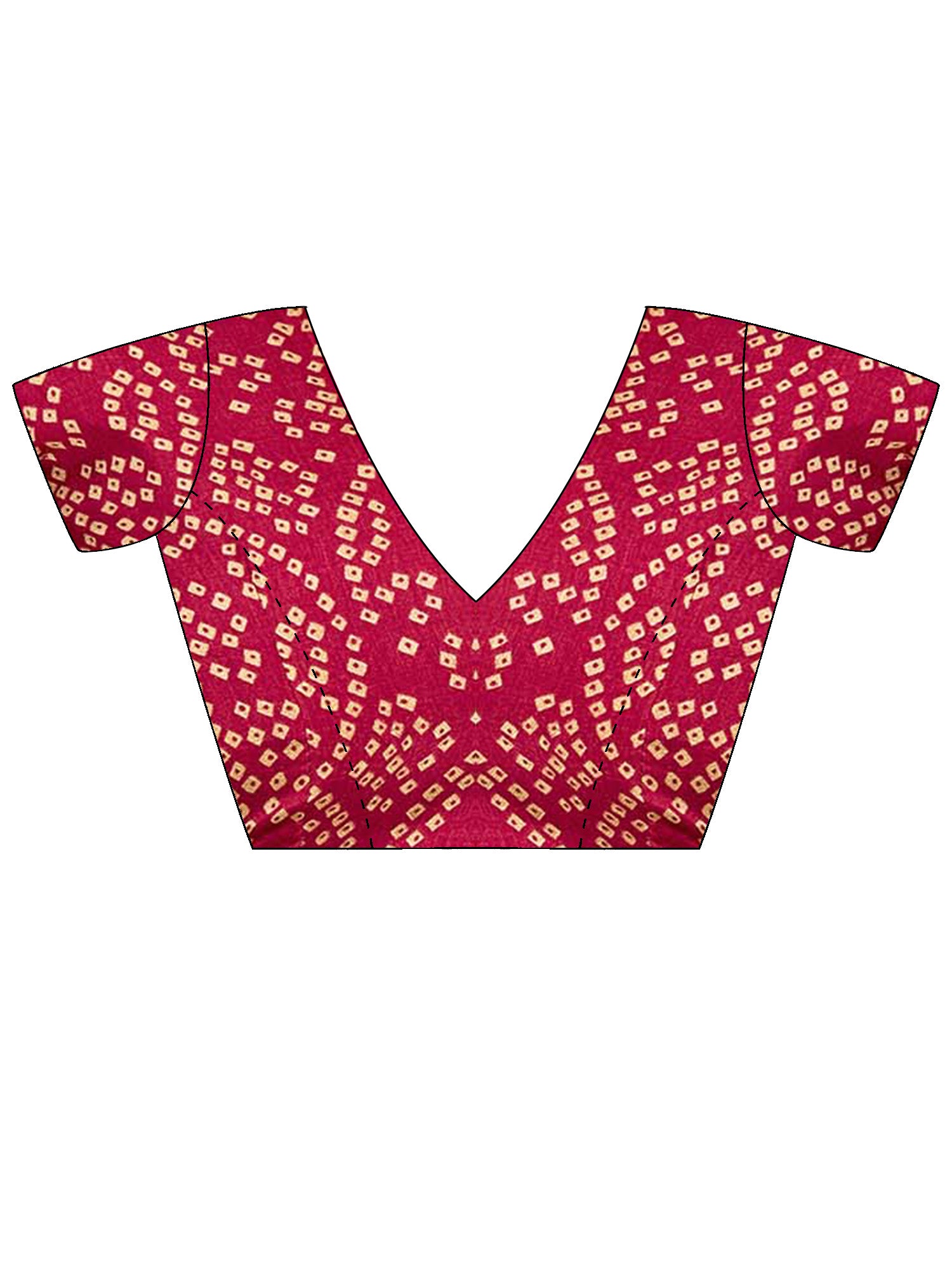 Unstitched maroon tussar silk blouse piece with bandhani design