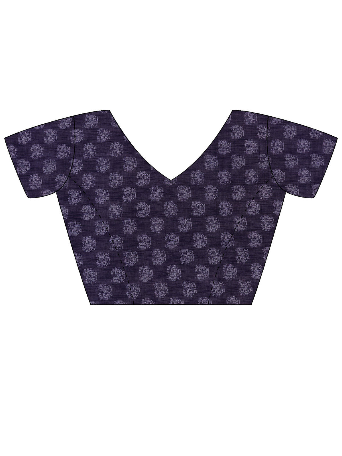 Unstitched purple linen blend blouse piece with ethnic motif design