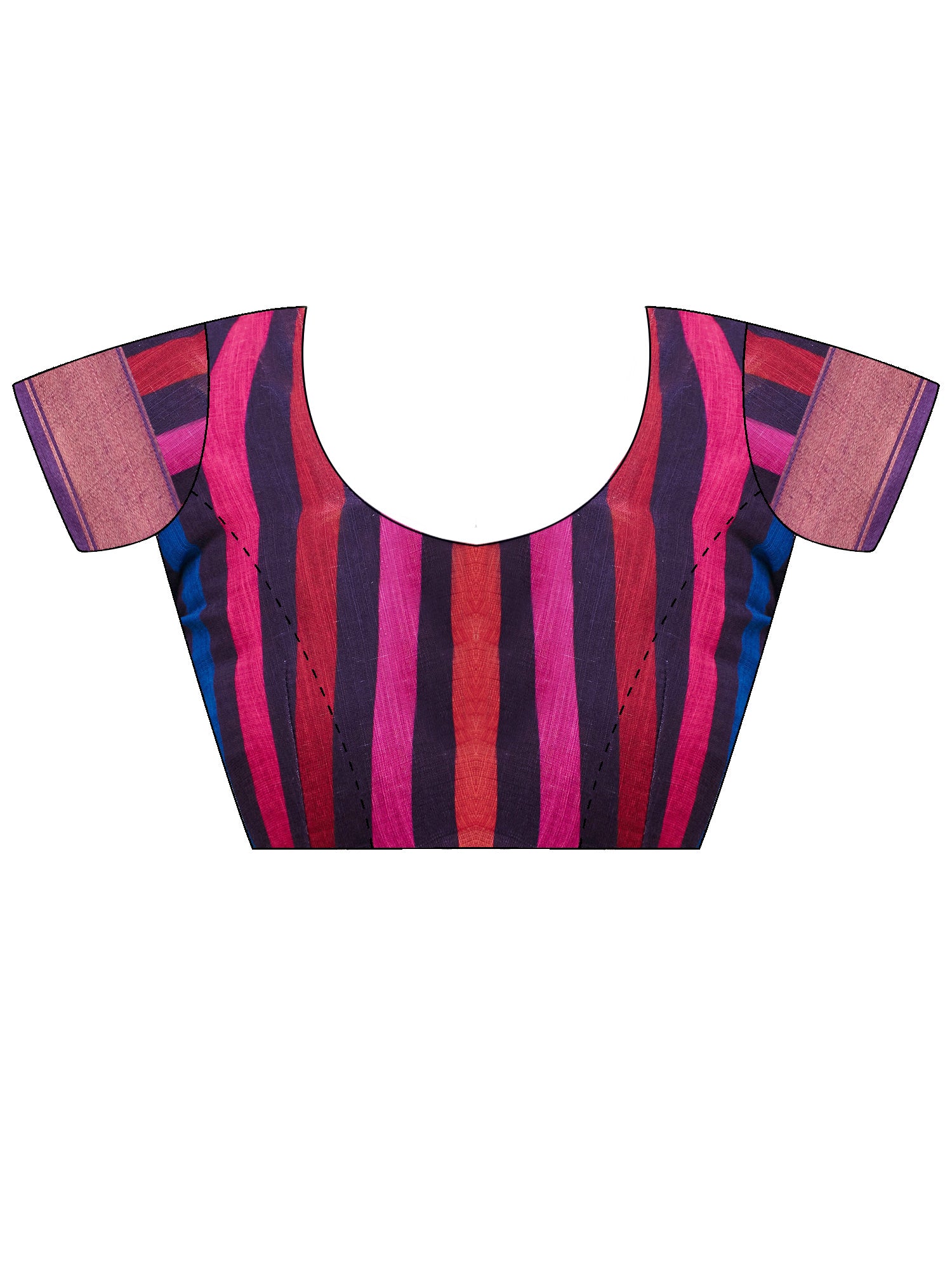 Unstitched multicolored linen blouse piece with striped design