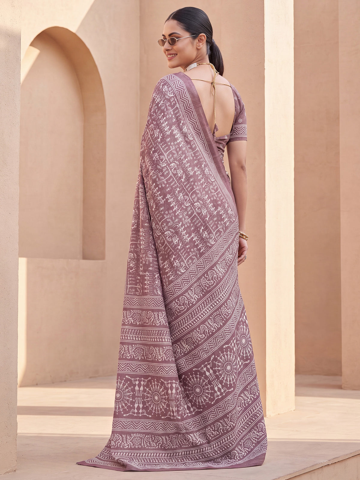 Mauve Dola Silk saree – detail view 1
