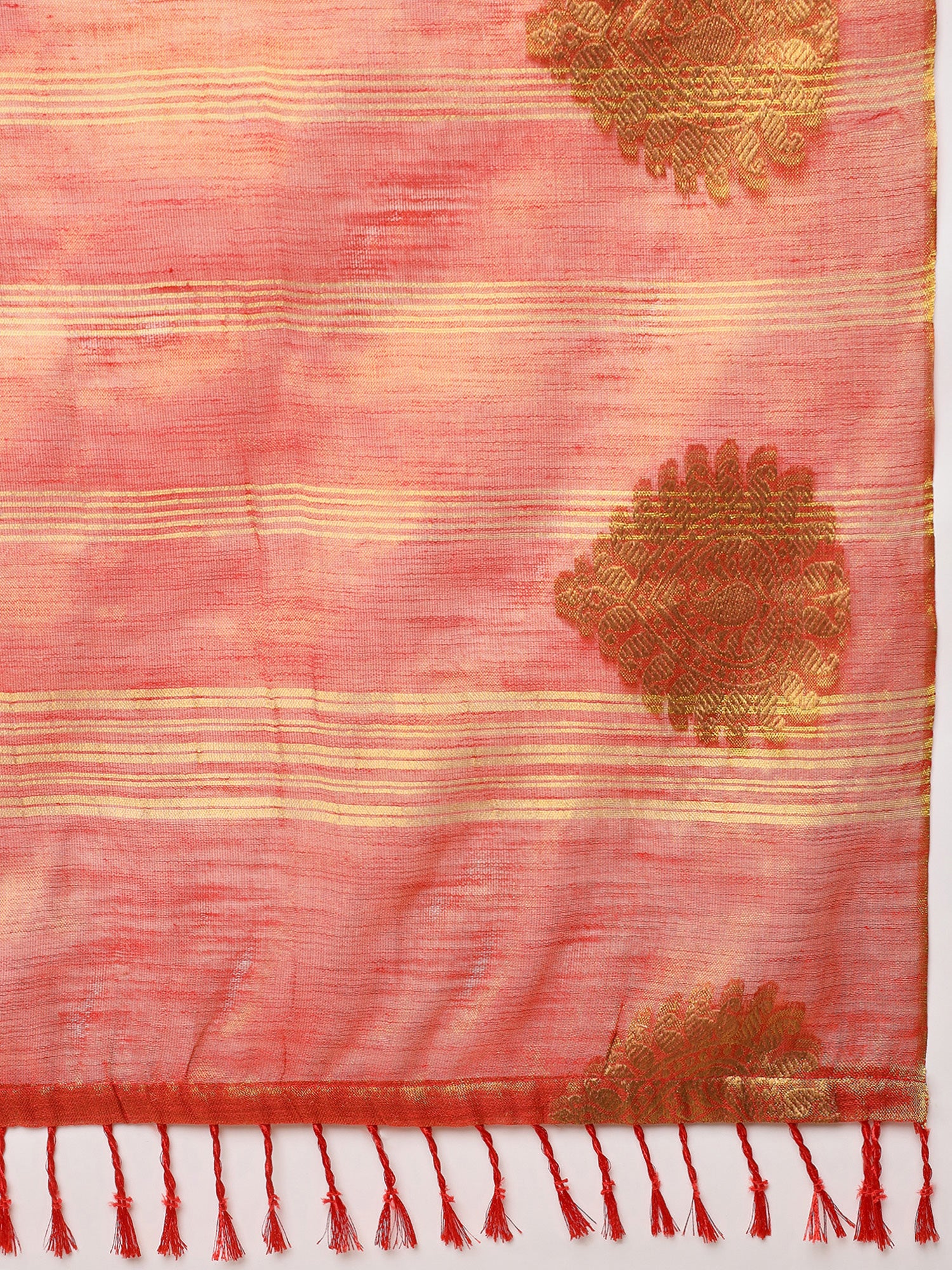 Rust Linen saree – detail view 5