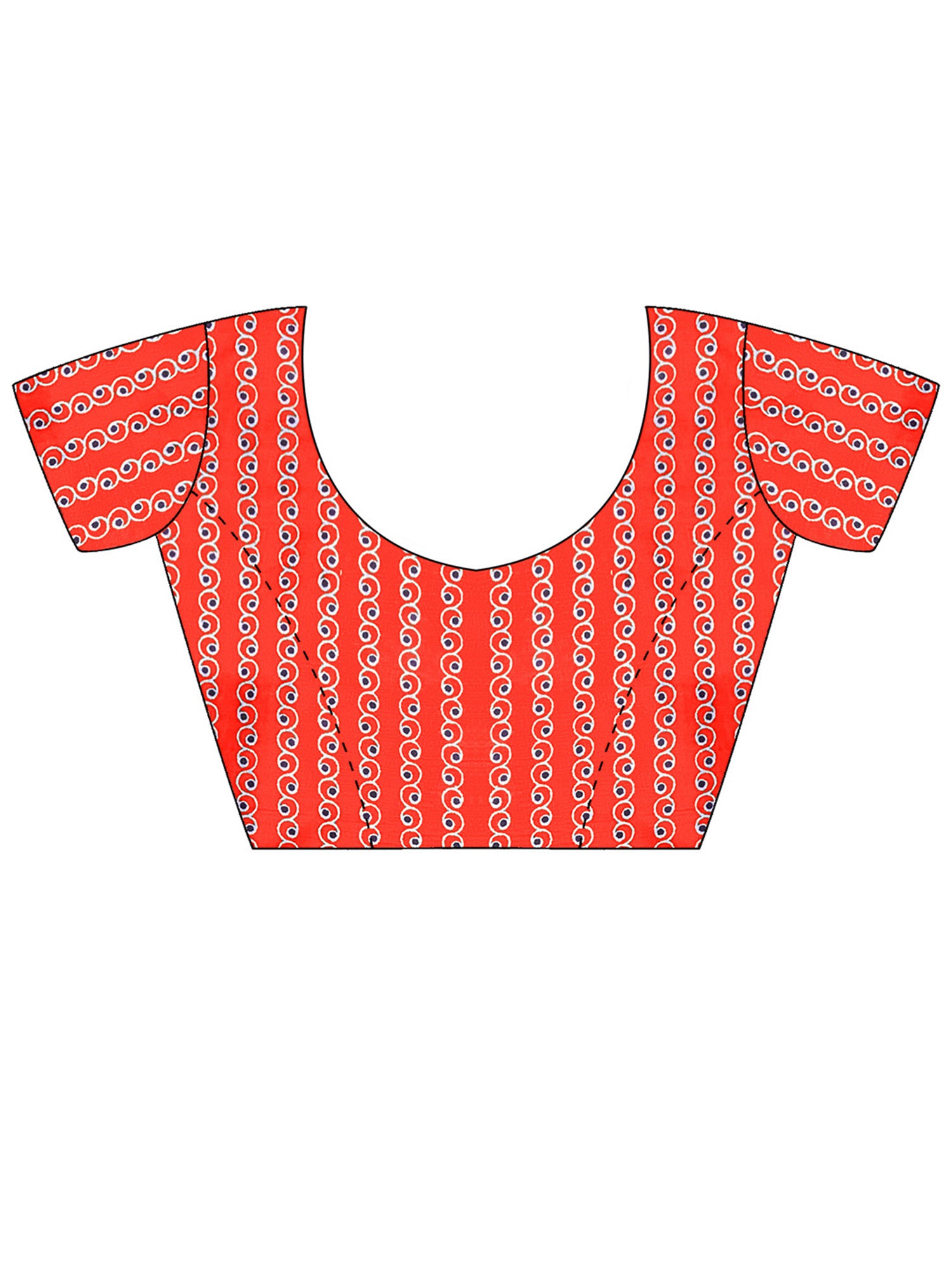 Unstitched orange cotton blouse piece with ethnic motif design