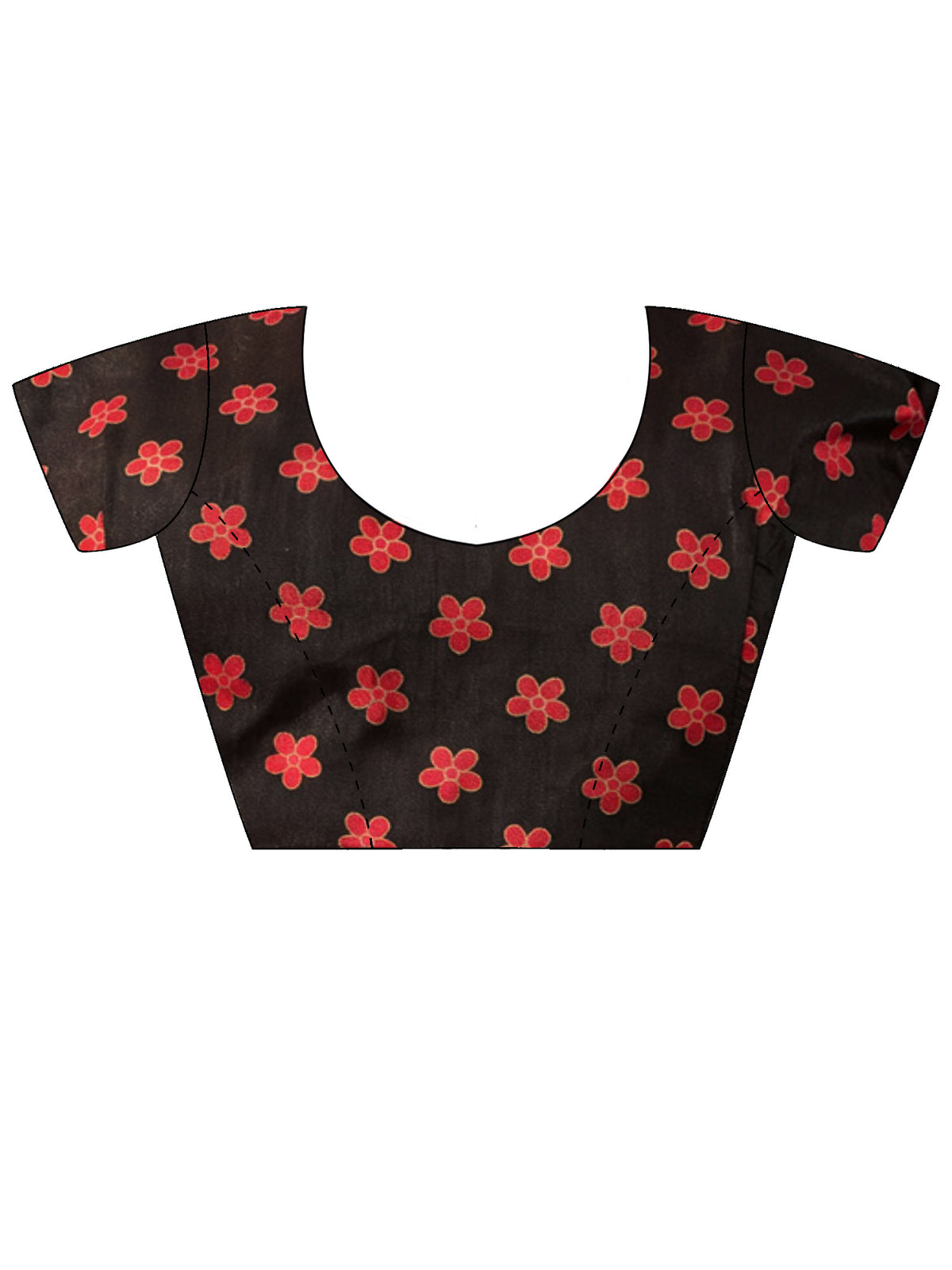 Unstitched black silk blend blouse piece with ethnic motif design